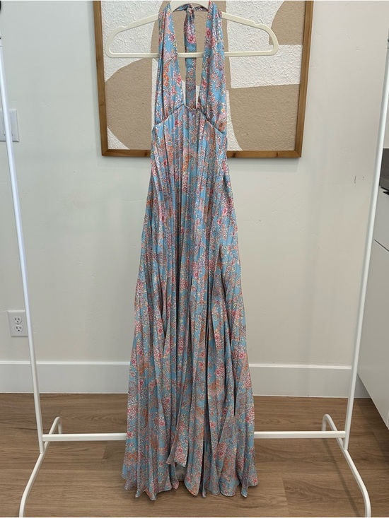 Skatie Dresses & Skirts - Halter Maxi Dress in Sky Blue Floral